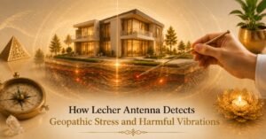 Vastu consultant using a Lecher Antenna to detect geopathic stress in a home